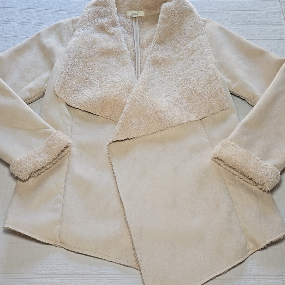 Oddy Faux Shearling & Faux Fur Cream Jacket Women's Size S